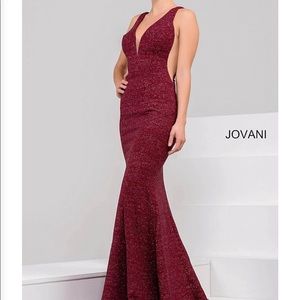 Jovani Wine Red Halter Dress 00